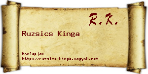 Ruzsics Kinga névjegykártya